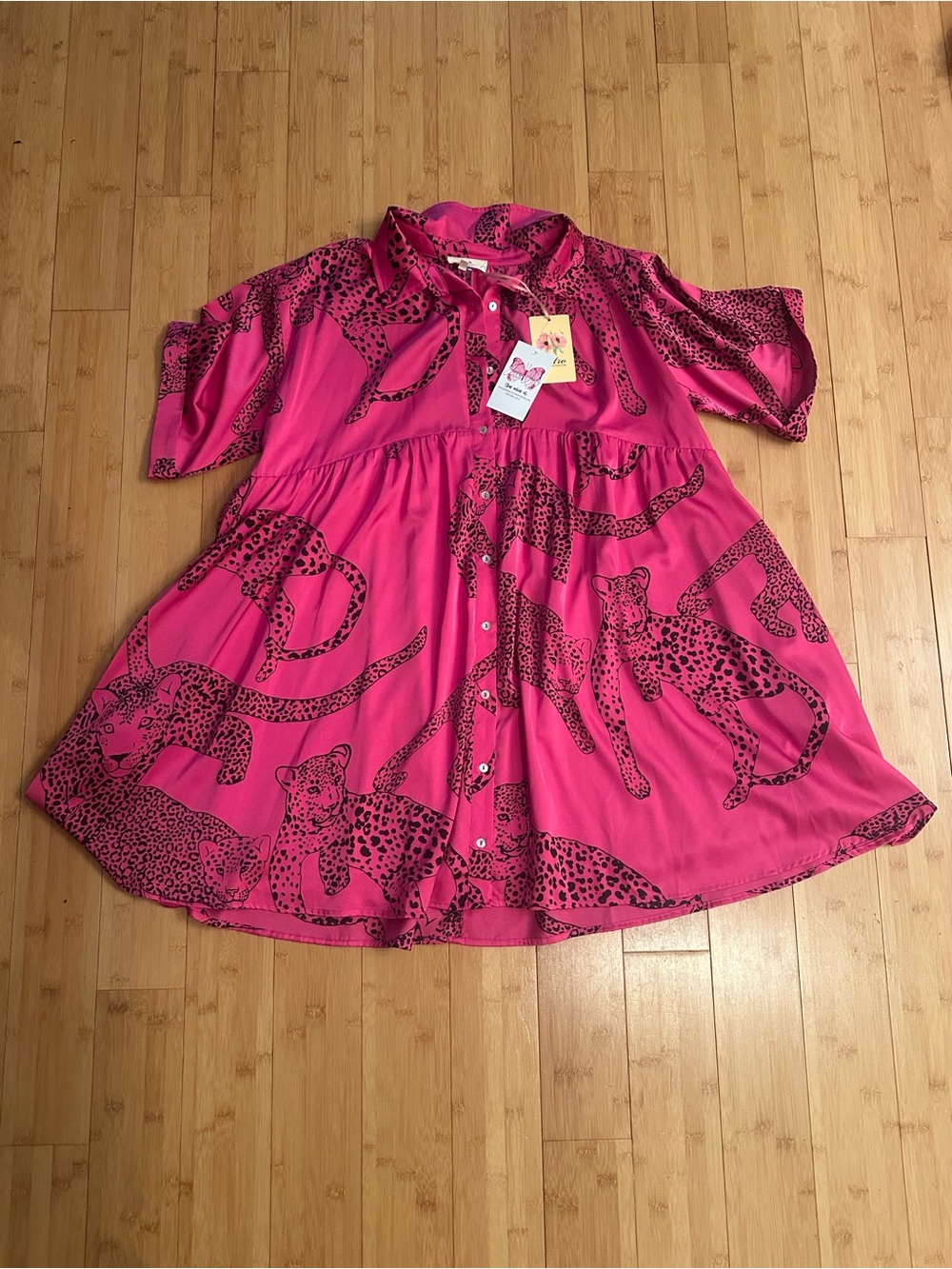 Pink Leopard Baby Doll Dress Size M